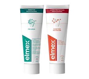 PreviDent toothpaste tube, Colgate total tube, and Colgate Sensitive tube product images
